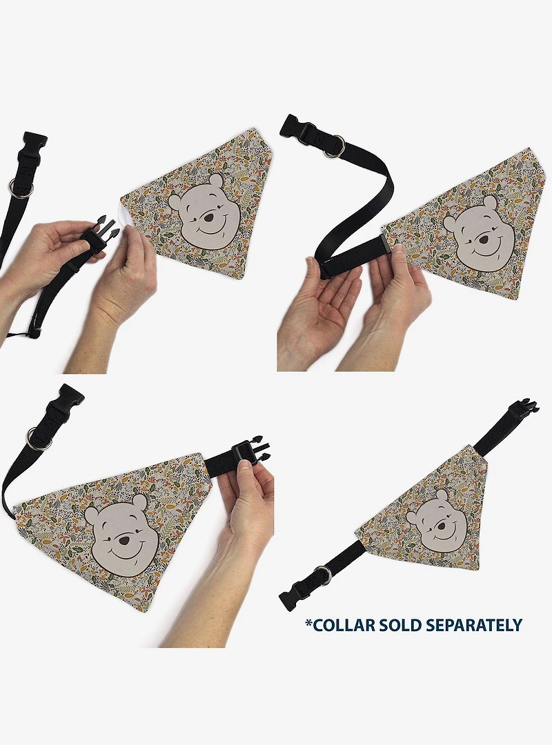 Disney Winnie the Pooh Smiling Face Foliage Collage Slip On Collar Pet Bandana - Bandana Only