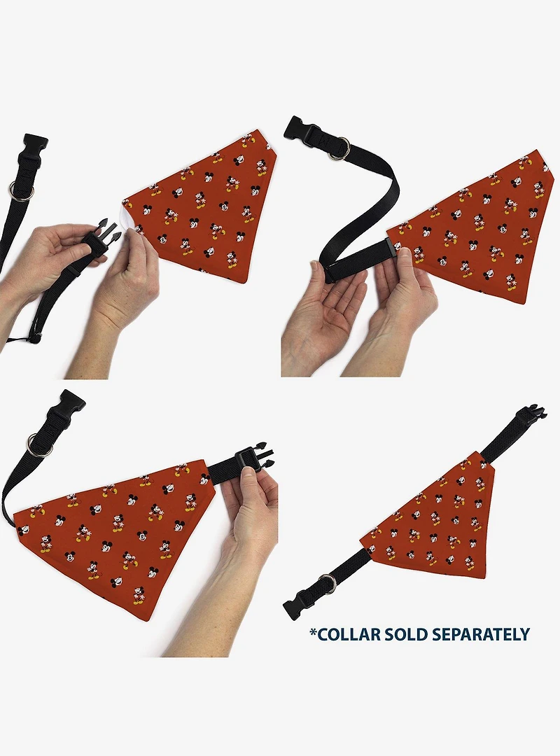 Disney Mickey Mouse Poses and Expressions Scattered Slip On Collar Pet Bandana - Bandana Only