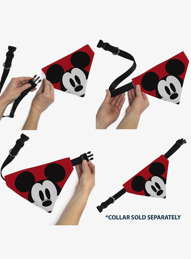 Disney Mickey Mouse Face Character Close Up Slip On Collar Pet Bandana - Bandana Only