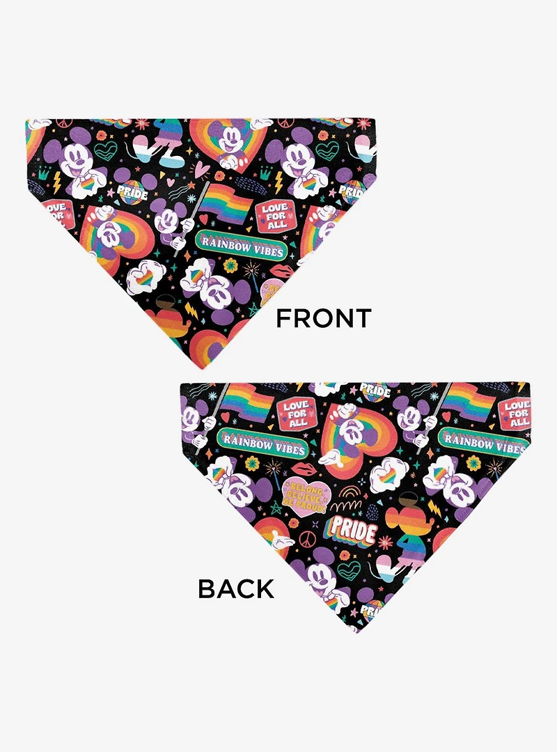 Disney Mickey Mouse Pride Poses Rainbow Collage Slip On Collar Pet Bandana - Bandana Only