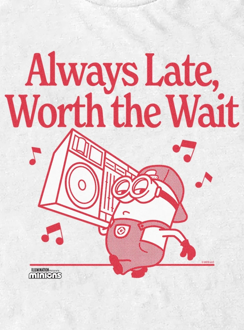 Minions Always Late, Worth The Wait Boombox T-Shirt