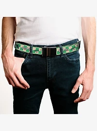 Harry Potter Slytherin Icons Checker Cream Mint Clamp Buckle Belt