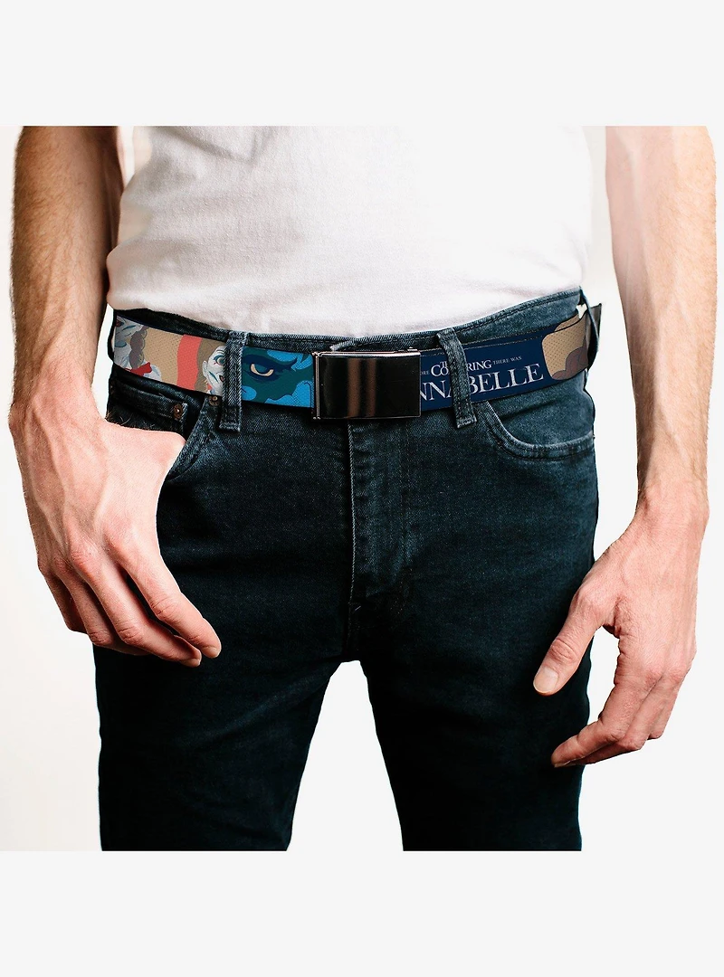 Annabelle Pop Art Scenes and Title Logo Multi Clamp Buckle Belt