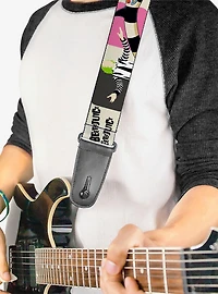 Beetlejuice Pose and Sandworm Stripe White Guitar Strap