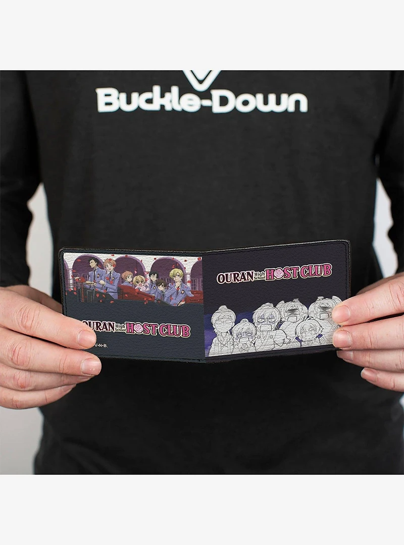 Ouran High School Host Club Character Group Poses Black Bifold Wallet