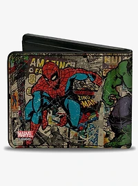 Marvel Comics Retro Avengers Group Pose with Comics Bifold Wallet