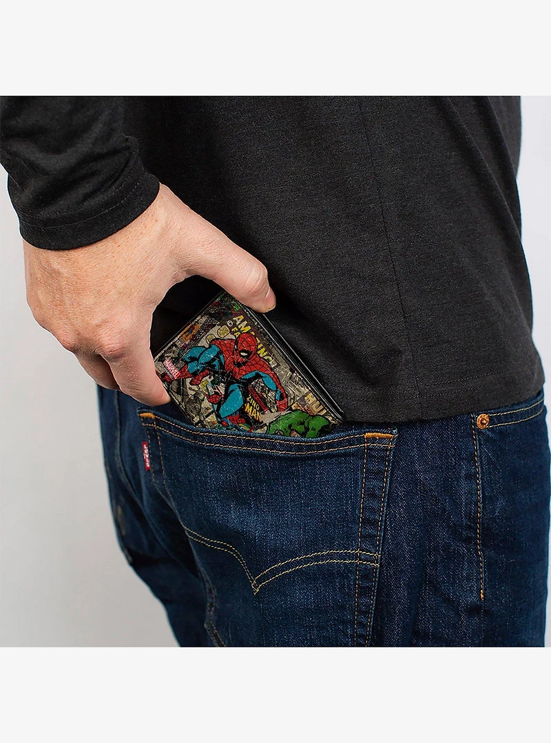 Marvel Comics Retro Avengers Group Pose with Comics Bifold Wallet