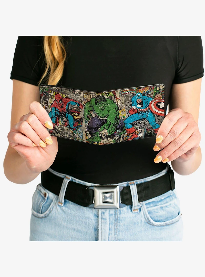 Marvel Comics Retro Avengers Group Pose with Comics Bifold Wallet