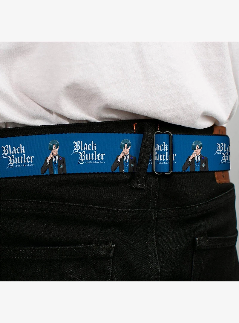Black Butler Lawrence Bluewer Pose and Title Seatbelt Buckle Belt