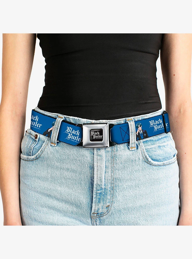 Black Butler Lawrence Bluewer Pose and Title Seatbelt Buckle Belt
