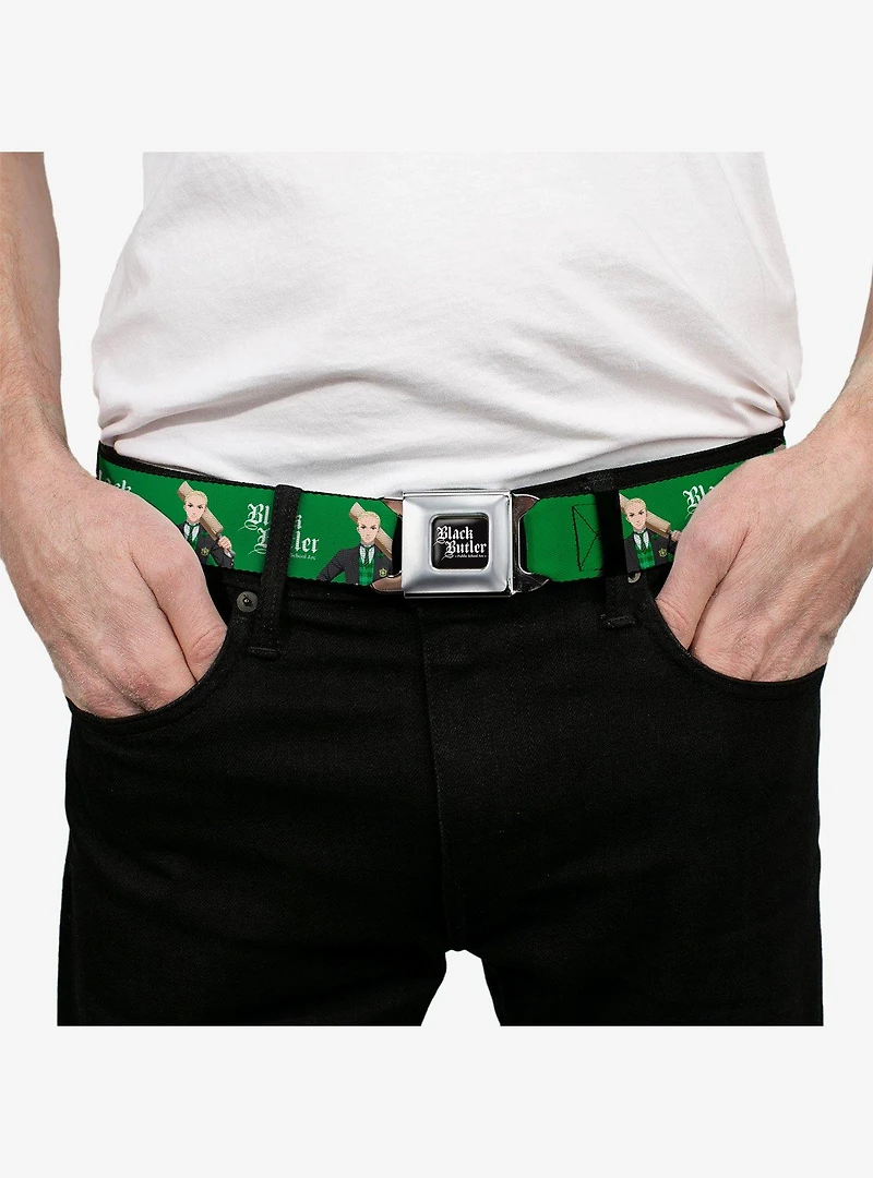 Black Butler Herman Greenhill Pose and Title Seatbelt Buckle Belt