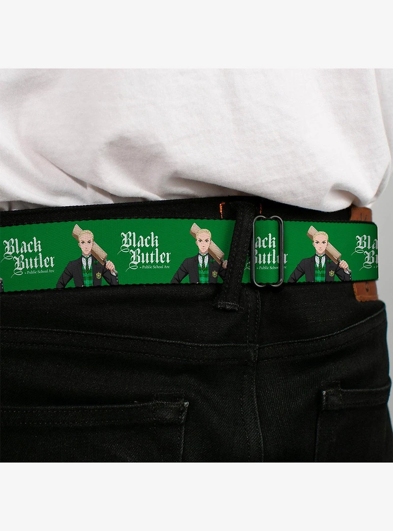 Black Butler Herman Greenhill Pose and Title Seatbelt Buckle Belt