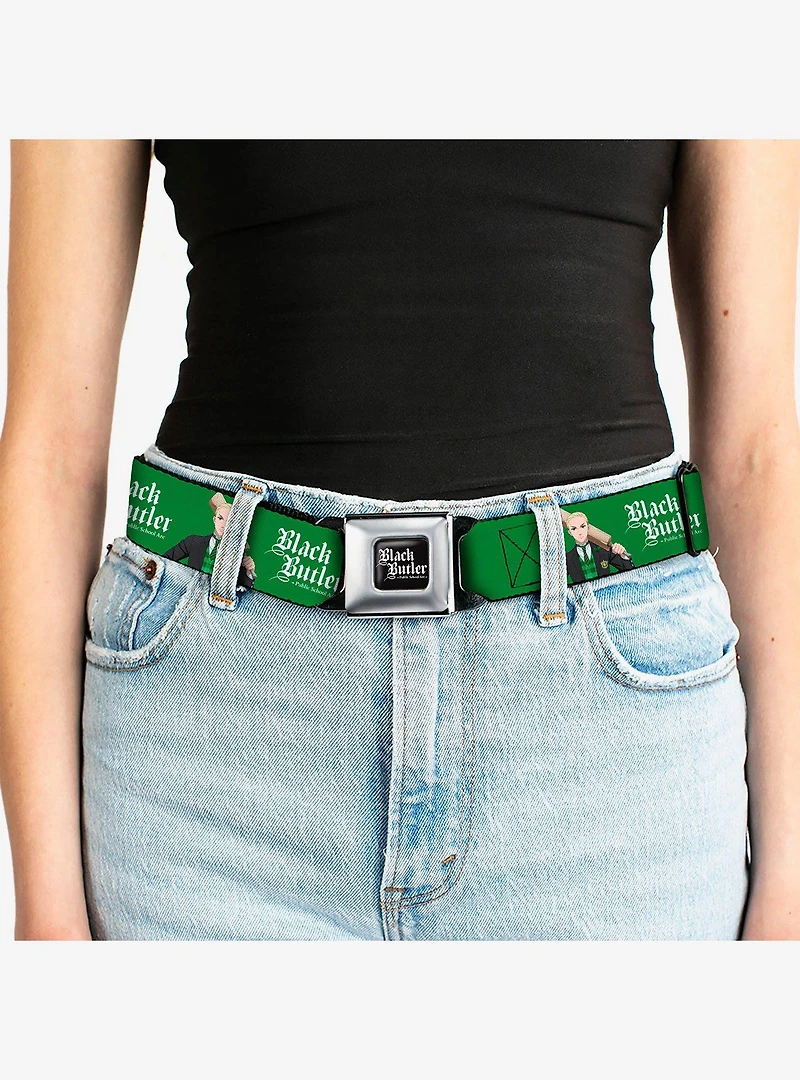 Black Butler Herman Greenhill Pose and Title Seatbelt Buckle Belt