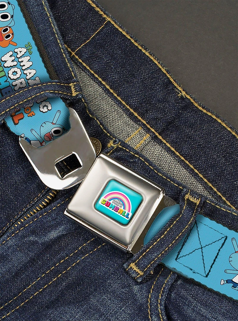 The Amazing World of Gumball Logo and Pose with Darwin Seatbelt Buckle Belt