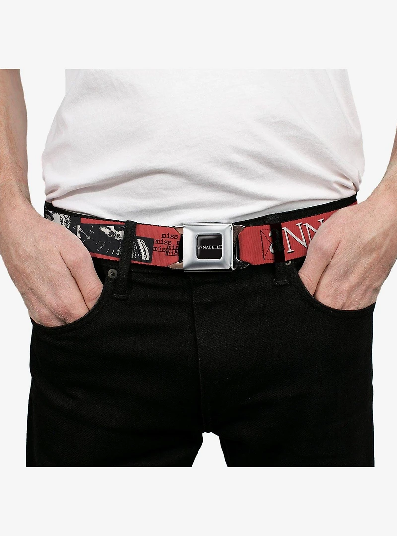 Annabelle Miss Me Eyes and Text Seatbelt Buckle Belt