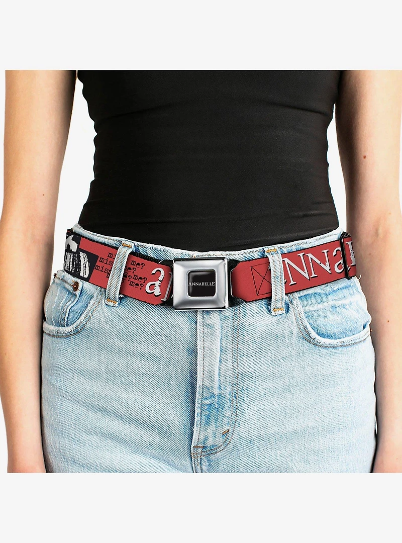 Annabelle Miss Me Eyes and Text Seatbelt Buckle Belt