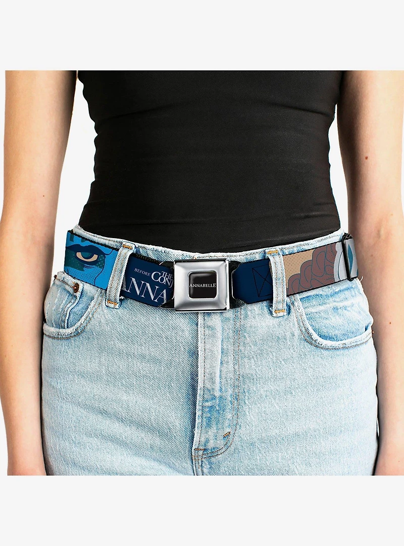 Annabelle Pop Art Scenes and Title Logo Multi Seatbelt Buckle Belt