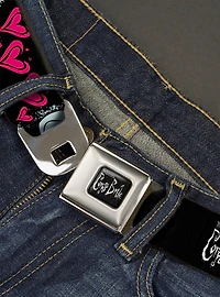 Corpse Bride Emily Hearts and Skull Black White Pink Seatbelt Buckle Belt