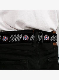 Grateful Dead Steal Your Face and Bolts Black White Seatbelt Buckle Belt