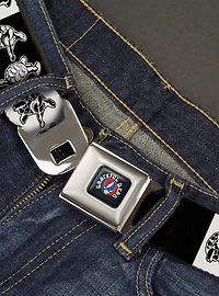 Grateful Dead Dancing Terrapin Blocks Black White Seatbelt Buckle Belt