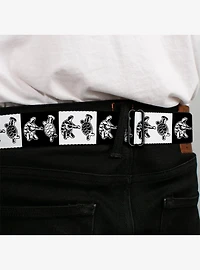 Grateful Dead Dancing Terrapin Blocks Black White Seatbelt Buckle Belt