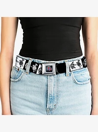 Grateful Dead Dancing Terrapin Blocks Black White Seatbelt Buckle Belt