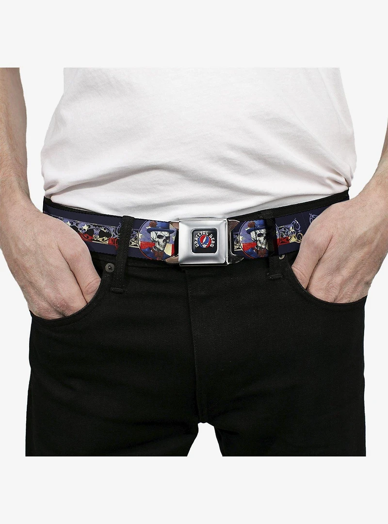 Grateful Dead Dave's Picks Skeleton Americana Bonus Art Seatbelt Buckle Belt