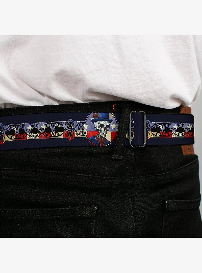 Grateful Dead Dave's Picks Skeleton Americana Bonus Art Seatbelt Buckle Belt