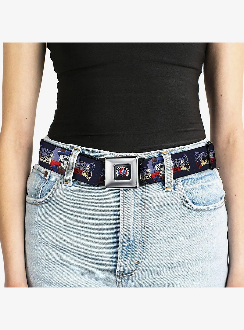Grateful Dead Dave's Picks Skeleton Americana Bonus Art Seatbelt Buckle Belt
