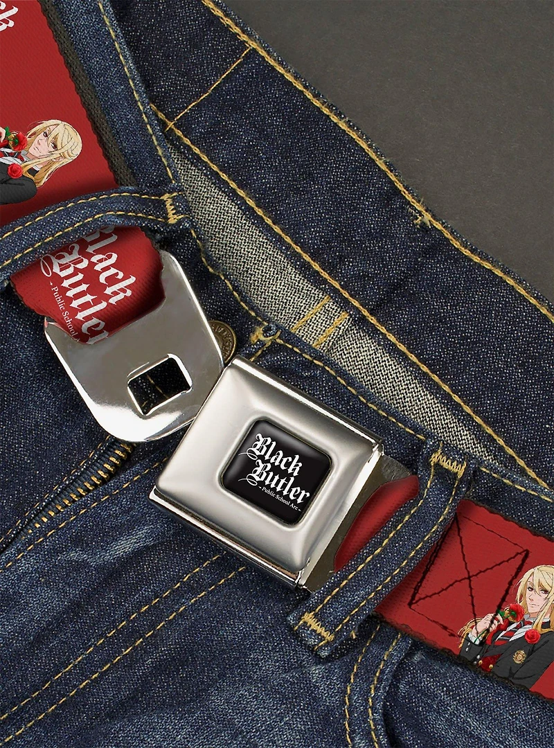 Black Butler Edgar Redmond Pose and Title Logo Youth Seatbelt Buckle Belt