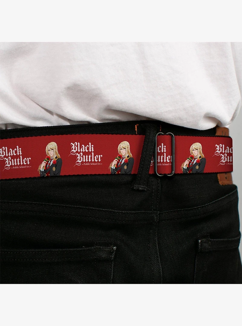 Black Butler Edgar Redmond Pose and Title Logo Youth Seatbelt Buckle Belt