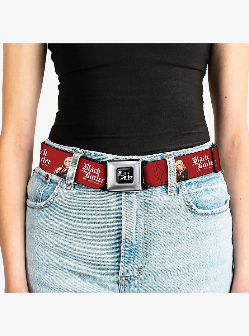 Black Butler Edgar Redmond Pose and Title Logo Youth Seatbelt Buckle Belt