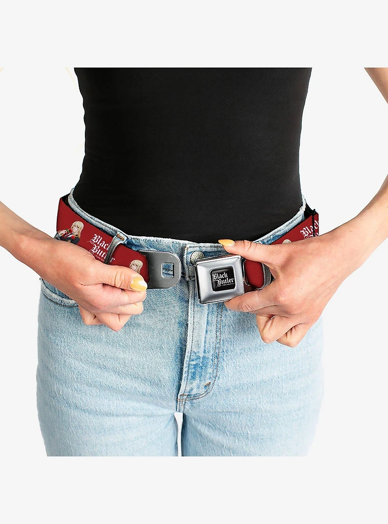 Black Butler Edgar Redmond Pose and Title Logo Youth Seatbelt Buckle Belt