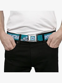 DC Comics Batman Villain Mr Freeze Poses and Title Logo Youth Seatbelt Buckle Belt