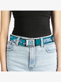 DC Comics Batman Villain Mr Freeze Poses and Title Logo Youth Seatbelt Buckle Belt