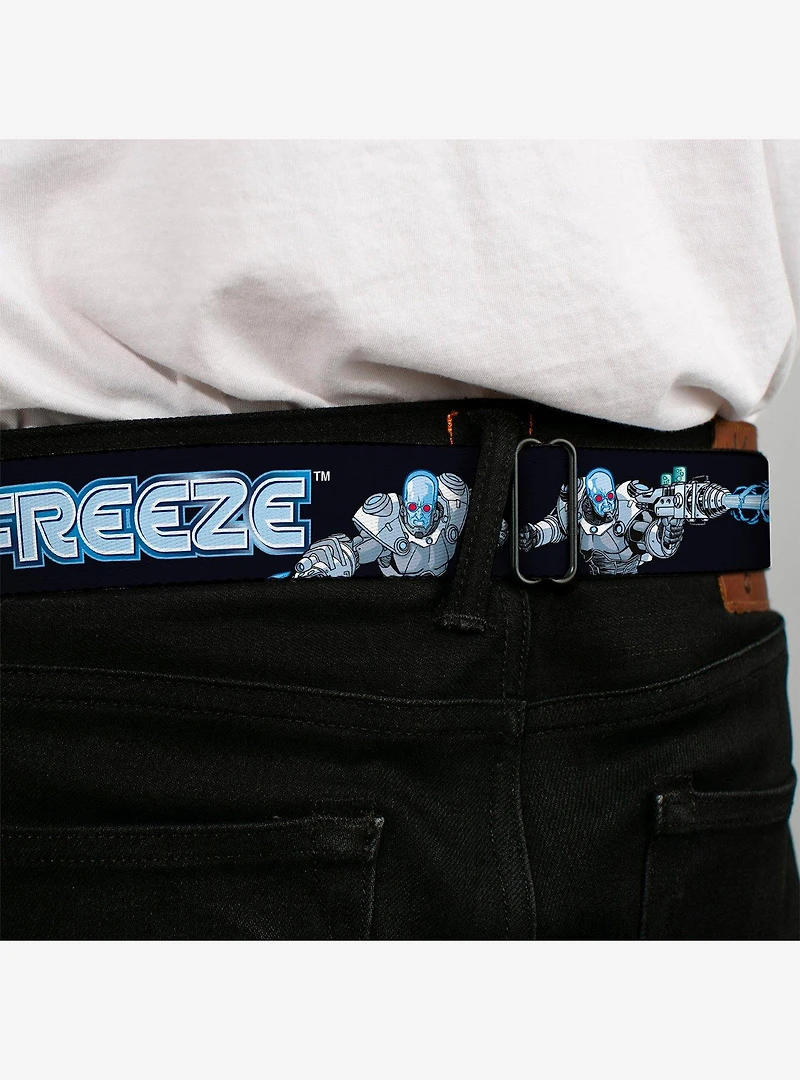 DC Comics Batman Villain Mr Freeze Poses and Title Youth Seatbelt Buckle Belt