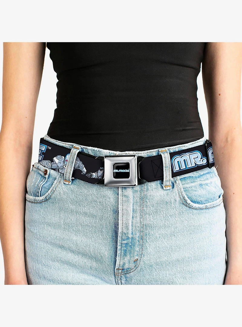 DC Comics Batman Villain Mr Freeze Poses and Title Youth Seatbelt Buckle Belt