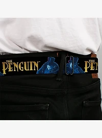DC Comics Batman Villain the Penguin Poses and Title Logo Youth Seatbelt Buckle Belt