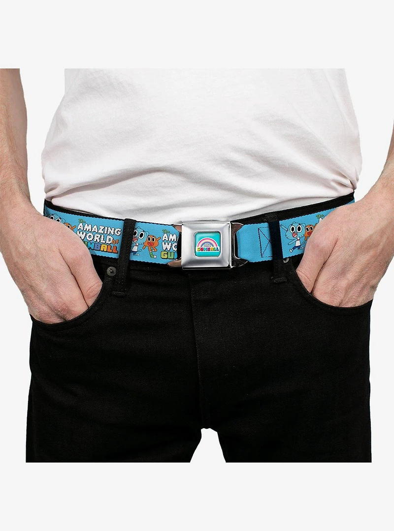 The Amazing World of Gumball Logo and Pose with Darwin Youth Seatbelt Buckle Belt