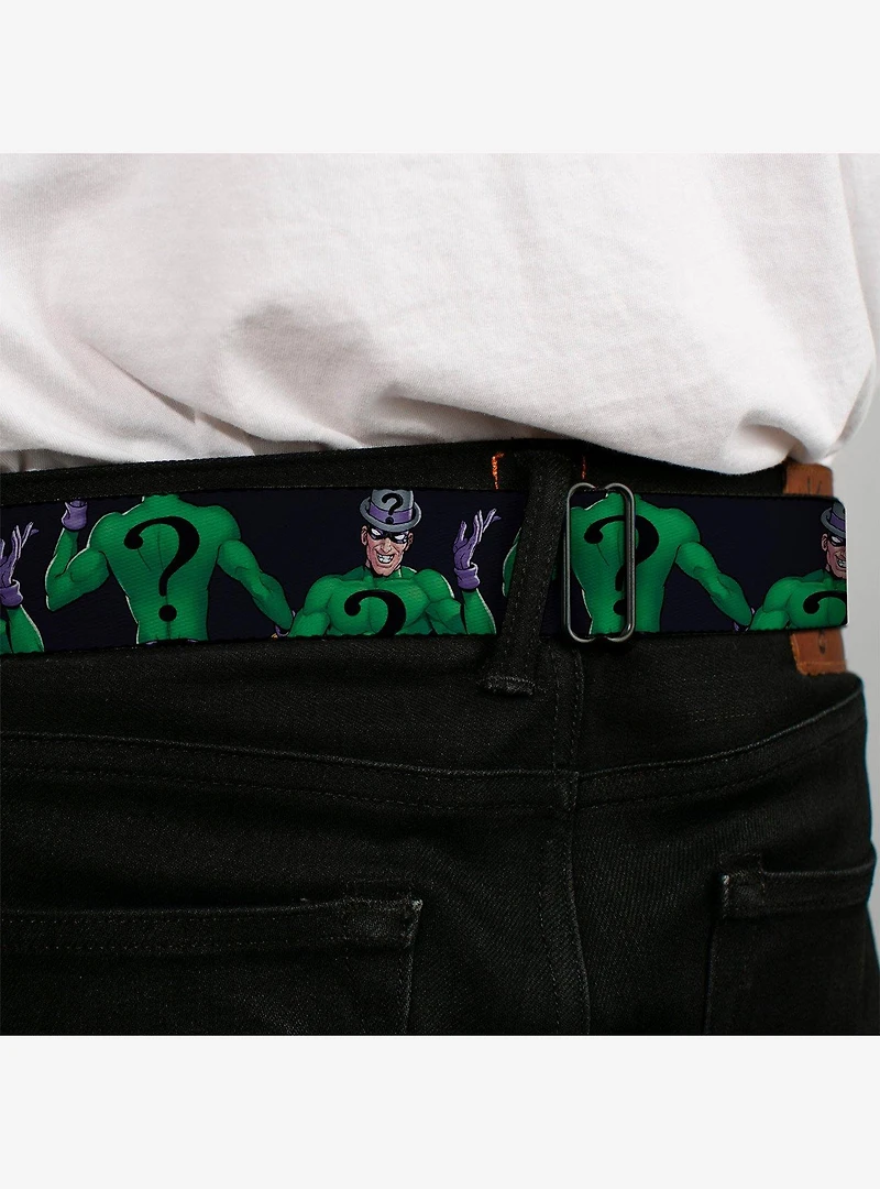 DC Comics Batman Villain The Riddler Pose Turns Black Youth Seatbelt Buckle Belt