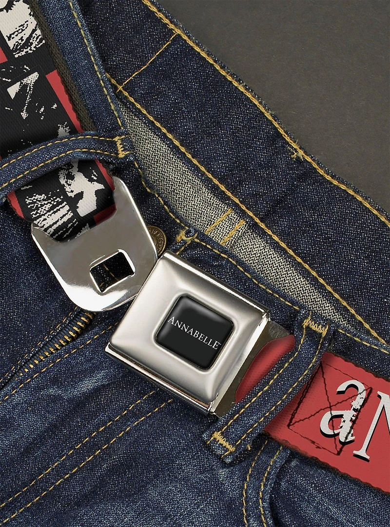 Annabelle Miss Me Eyes and Text Youth Seatbelt Buckle Belt