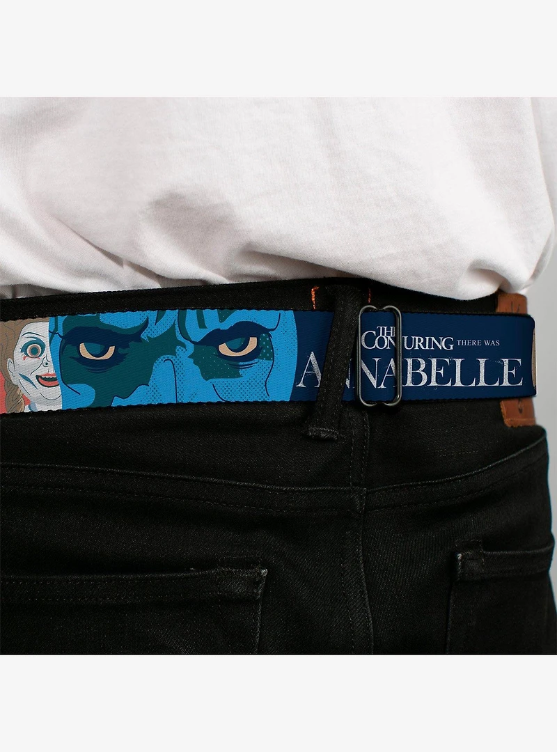 Annabelle Pop Art Scenes and Title Logo Multi Youth Seatbelt Buckle Belt
