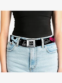 Corpse Bride Emily Hearts and Skull Youth Seatbelt Buckle Belt