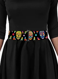 Thaneeya McArdle Colorful Calaveras Black Multi Cinch Belt