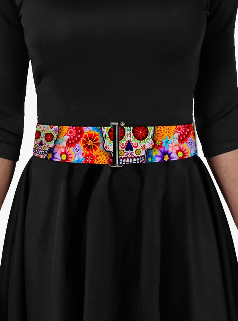 Thaneeya Mcardle Sugar Skull Starburst White Multi Cinch Belt
