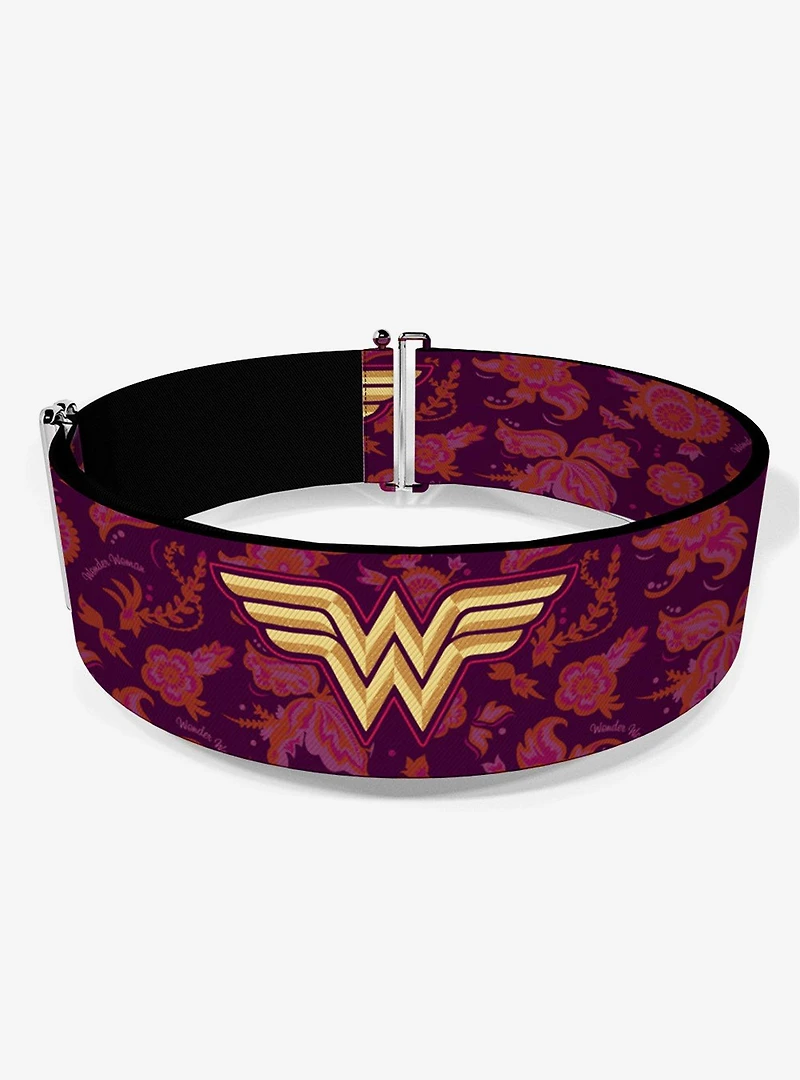 DC Comics Wonder Woman Logo Floral Collage Cinch Belt