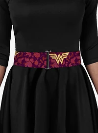 DC Comics Wonder Woman Logo Floral Collage Cinch Belt