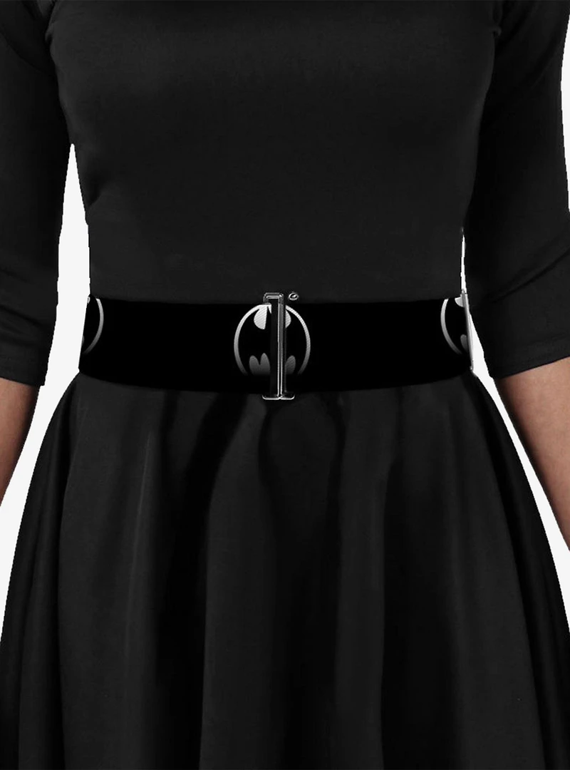 DC Comics Bat Signal Black Silver Cinch Belt