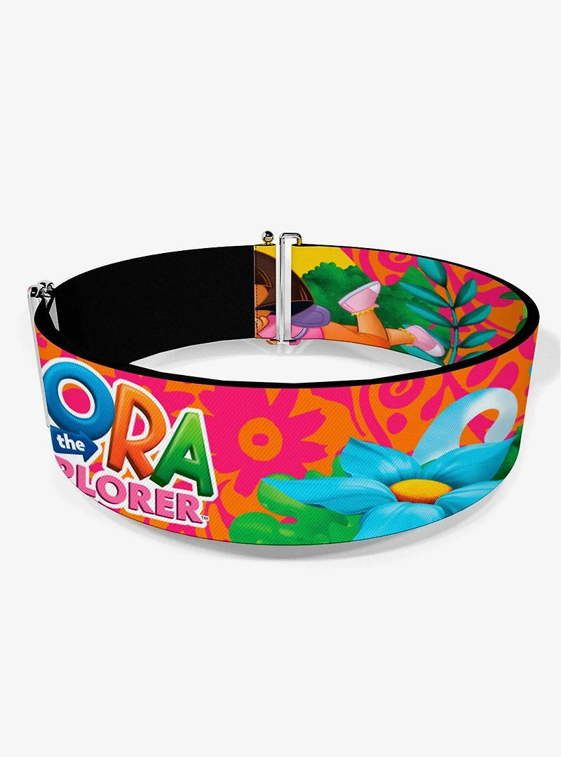 Dora The Explorer Poses Floral Collage Cinch Belt