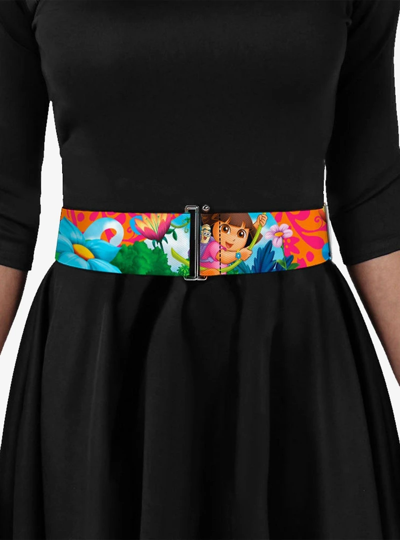 Dora The Explorer Poses Floral Collage Cinch Belt